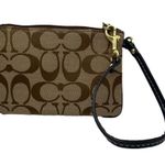 Coach Blue and Brown Signature Canvas Wristlet Photo 1