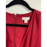 POINT SUR Wrap Lurex Belted Ruffle Dress Red Crinkle Chiffon Size 6 Photo 2