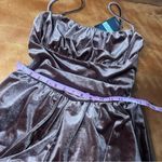 NWT Klesis Boutique brand Velvet Shorts romper Bubble Hem size medium Brown Photo 4