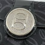 Bebe  black & silver rhinestone small black clutch purse handbag magnetic close Photo 8