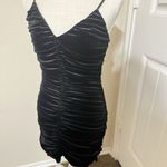 ZARA Black Velvet Dress Sz XS Ruched Mini Velour Cocktail Party Sleeveless Photo 1