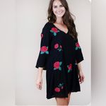 Altar'd State Altar’d State black and red roses floral vneck shift dress size small Photo 3