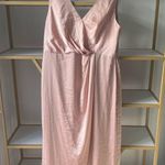 After Six Sleeveless Satin Faux Wrap Gown in Toasted Sugar, Size 18 Photo 6