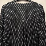 Black and White Polka Dot Zipper Front Long Sleeve Top Size by Luckymore 2XL Photo 3