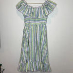 Gul‎ Hurgel Pastel Multicolored Striped Linen Midi Dress XS Pink Photo 5