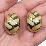Vintage Unsigned Gold Tone & Enamel Clip On Earrings Statement Classic Photo 0