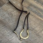 Chico's Chico’s Brown Leather Adjustable Brass Horseshoe Buckle Belt‎ M/L Photo 2