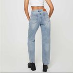 Princess Polly Holly Asymmetric Straight Leg Jean Light Wash Denim Photo 2