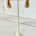 Gold Plated Long Water Drop Statement Stud Earrings Gold with Round Secure Back Photo 0