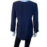 Rory Beca 100% Silk 3/4 Sleeve Blouse Navy Blue Small Photo 5