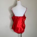 Delicates Red Satin Sleep Set  Lace Trimmed Sz Large Pajamas Photo 1