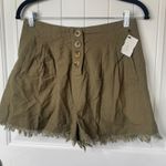 Anthropologie  2 piece set green raw hem linen‎ blend jacket and shorts size 8 Photo 6