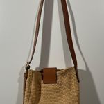 Banana Republic Straw Bucket Bag With Brown Leather Details Photo 2