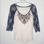 Miss Me  studded embellished lace sleeve top sz S Photo 0