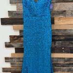 Morgan & Co New Chloé Sequined Gown Dress Sz 7 fit r sz Medium Blue Photo 2