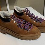 Schutz  Brown Leather Winter Boots with Purple Laces Photo 0