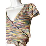 4SI3NNA Kristina Knit Wrap Crop Top Pink Multi Size S Pink Photo 1