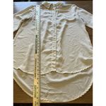 Hint of Mint  Button Down Blouse Size Large Crocheted‎ Back Peasant Cottagecore Photo 1