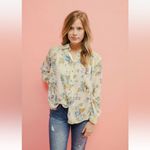 Free People  HOLD ON TO ME FLORAL LONG SLEEVE BLOUSE IVORY COMBO SIZE SMALL Photo 4