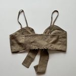 Eight Paris Tie Front Crop Top in Taupe Photo 1