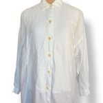 Vintage Linda Allard Ellen Tracy White Linen Tunic Button Photo 1