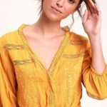 Free People Crop Top M Follow Your Heart Embroidered Golden Harvest Boho Cotton Photo 0