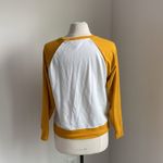 J.Crew Sweatshirt Womens Sz Medium Yellow White Raglan Sleeve Classic Crewneck Photo 4