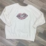 Wildfox Cheetah Kiss Lips Oversized Sweatshirt Cream Pink XL Photo 1