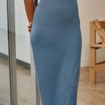 Summersalt ‎ NWT Poplin Ribbed Tie Shoulder Blue Maxi Dress Size Large Photo 0