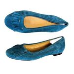 Talbots teal suede fringe studded kitten heel flats slip on size 7.5 Photo 0