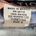 Vintage 90s Top Blue Green Floral Leaf Print Button Up Short Sleeve Shirt Small Photo 8