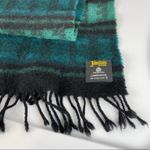Johnstons of Elgin Lambswool Scarf Blue Green Black Stripe Photo 2