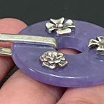 Sterling Silver Vintage  925 Natural Purple Jade Donut Circle Pendant 15.4g Photo 13
