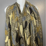 Pashmina  Scarf Womens Gold Gray Paisley Cashmere Silk Wrap Shawl Made Italy Photo 0