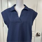 Entro  Women’s Classic Navy Side Zip V-Neck Ribbed Relaxed Dress Size Small Photo 2