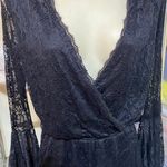 Cotton Candy LA Black Lace Romper Short Shorts Bell Sleeve Sexy v neck woman size S Photo 6