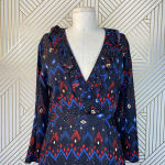 & Other Stories & Other Stories Dress Faux Wrap Midi Maxi Geometric Print Black Blue Red Size 4‎ Photo 1