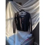 H&M  Polka Dot Button Up Black Cardigan Sweater Large Cotton Work Femme Capsule Photo 4