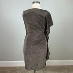 Vince Camuto  Sparkly Ruffled Holiday Sheath Cocktail Dress Metallic Gold Size 16 Photo 5