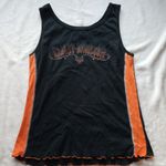 Harley Davidson size large Women's Black Orange Tank Top USA y2k biker moto Photo 0