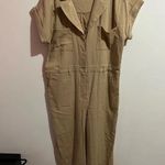 Lovers + Friends Whitney Jumpsuit Linen Blend size medium tan Photo 2