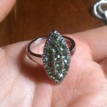 Peridot Color Swarovski Crystal Stainless Steel Celestial Fern Ring (Size 7) Photo 5