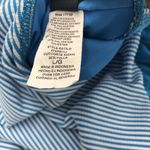 VM Size L Swimsuit One Piece Blue Stripe Ruched Panels Triangle Halter Top Size L Photo 7