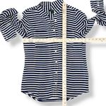 J. Crew Striped Silk Button Up Long Sleeve Shirt Blouse Blue White Small Photo 11