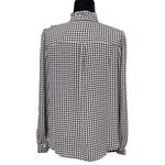 Ann Taylor Houndstooth Ruffle Neck Button Up Blouse Retro Cowgirl Small Photo 3