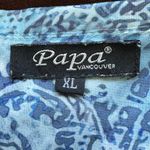 Papa Vancouver Blues White Lace /Sheer V Neck Floral Design Blouse Sz XL Blue Photo 7