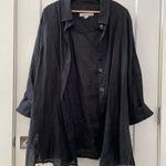 Caroline Rose Size 2X Top 100% Linen Easy Shirt Lagenlook Blouse SET Plus Black Photo 3