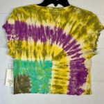Year of Ours Rainbow Tie Dye Smiley Face Graphic Tee Cropped Baby Top L Yellow Size undefined Photo 2