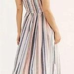 Free People Lilah Strapless Smocked Midi Dress Striped Size Small Photo 1