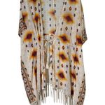 Cato Sheer Aztec Western Print Summer Cardigan Womens Sz L Kimono Rodeo Light Photo 0